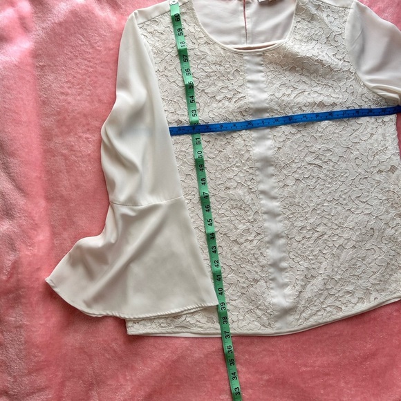 Calvin Klein White Embellished Bell Sleeve Blouse - Picture 6 of 7